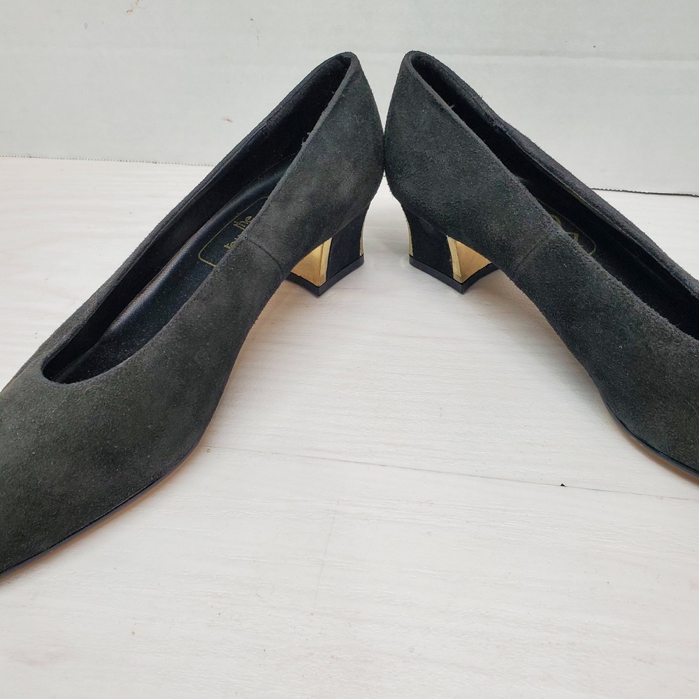 The Touch Of NINA Black Suede Leather Classic Evening Dress Heel Pump Size 6 M - Picture 9 of 16